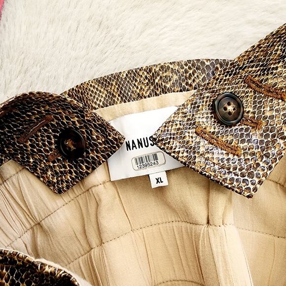 NANUSHKA Lorena Snake Print Sleeveless Dress | Elegant Brown Crepe | Size XL - Picture 10 of 12